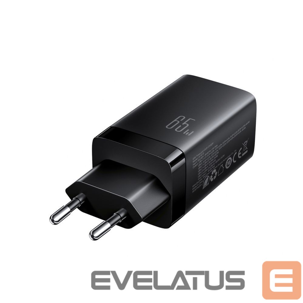 Kitos prekės Joyroom Joyroom JR-TG10 65W GaN 2x USB-C + USB-A wall charger with 100W USB-C - USB-C 1.2m cable - black