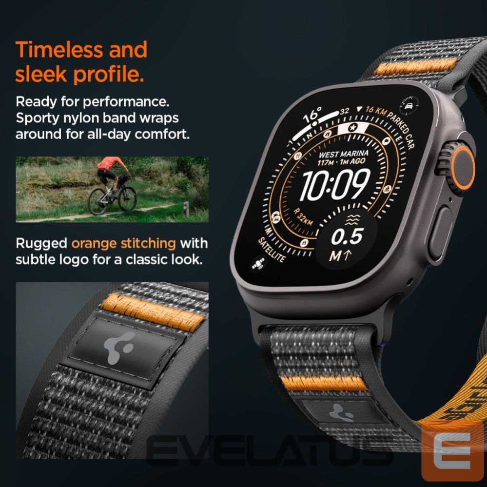 Kitos prekės Spigen Spigen Athlex Air 2 Strap for Apple Watch (44 / 45 / 46 / 49 mm) - Black and Orange