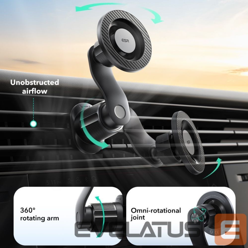 Kitos prekės ESR ESR OmniLock MagSafe Car Air Vent Mount - Black