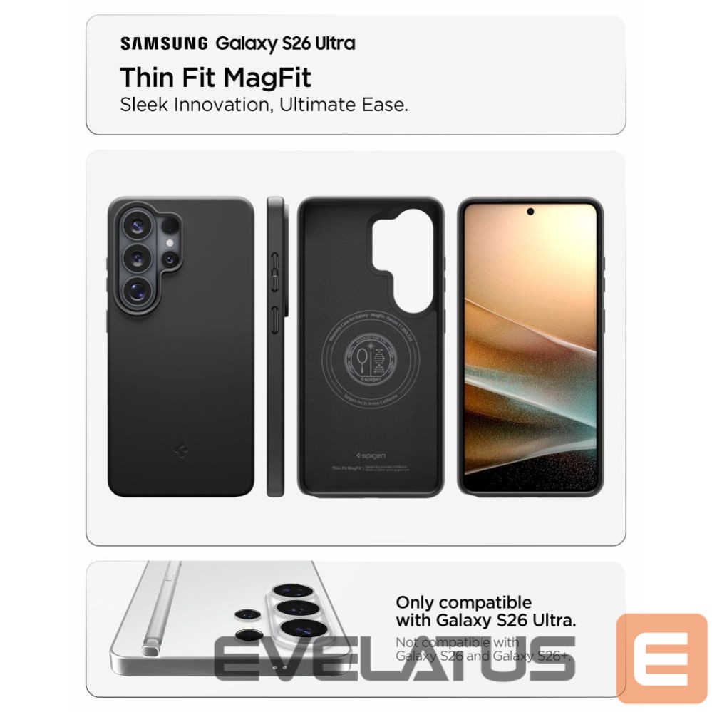 Kitos prekės Spigen Spigen Thin Fit Mag MagSafe Case for Samsung Galaxy S26 Ultra - Black