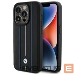 Kitos prekės BMW  BMW Leather Stamp Blue Line Case for iPhone 15 Pro Max - Black 