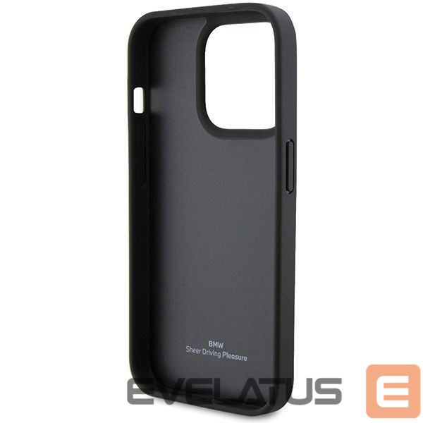 Kitos prekės BMW BMW Leather Stamp Blue Line Case for iPhone 15 Pro Max - Black