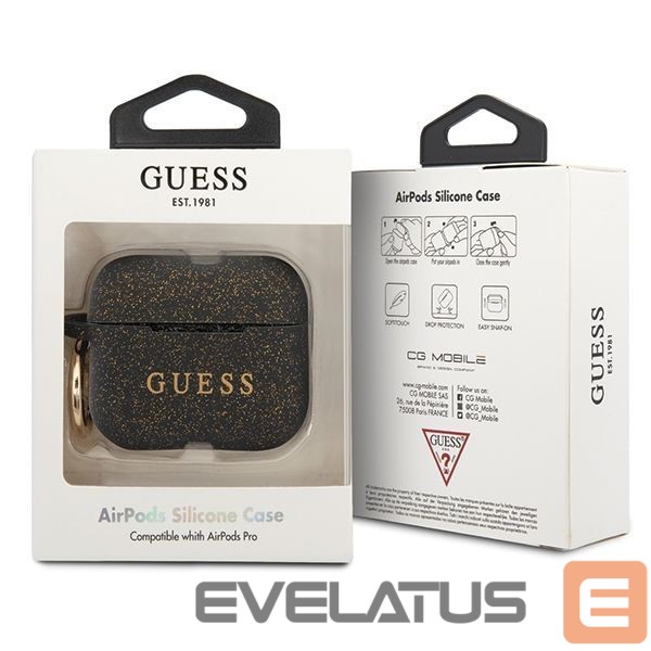 Kitos prekės Guess Guess Ring Silicone Case for AirPods Pro Cover - Black and Gold