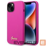 Kitos prekės Guess  Guess Silicone Vintage Gold Logo Case for iPhone 14 / 15 Plus - Fuchsia 