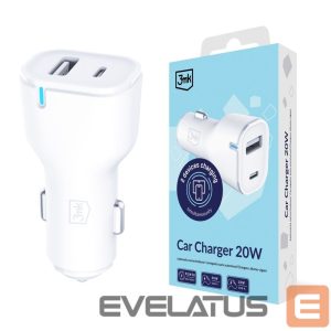 Kitos prekės 3MK  3mk Car Charger 20W PD3.0 QC 3.0 USB 1A1C - White 
