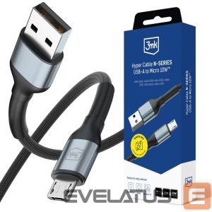 Kitos prekės 3MK  3mk Hyper Cable N-SERIES USB-A / MicroUSB 3m QC 3.0 5V/2A 10W - black 