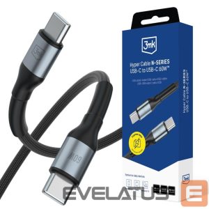 Kitos prekės 3MK  3mk Hyper Cable N-SERIES USB-C / USB-C 50cm PD 3.0 QC 3.0 20V/3A 60W - black 