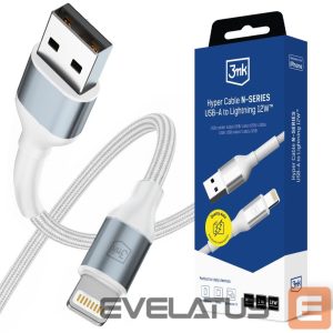 Kitos prekės 3MK  3mk Hyper Cable N-SERIES USB-A / Lightning 1m QC 3.0 5V/2.4A 12W - white 