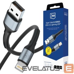 Kitos prekės 3MK  3mk Hyper Cable N-SERIES USB-A / Lightning 2m QC 3.0 5V/2.4A 12W - black 
