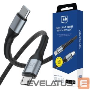Kitos prekės 3MK  3mk Hyper Cable N-SERIES USB-C / MicroUSB 3m QC 3.0 5V/2A 10W - black 
