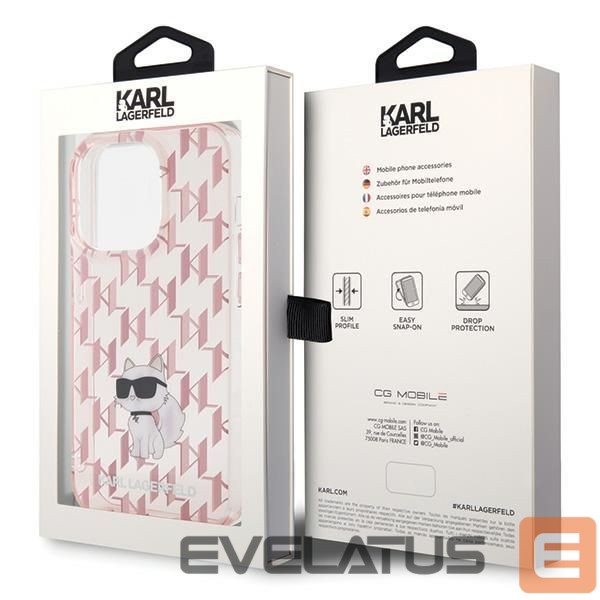Kitos prekės Karl Lagerfeld Karl Lagerfeld Monogram Choupette iPhone 15 Pro Case - Pink