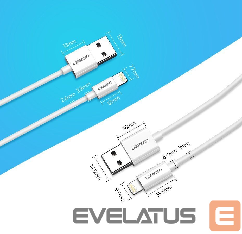 Kabelis Ugreen Ugreen US155 20728 USB-A / Lightning MFi 2.4A cable 1m - white
