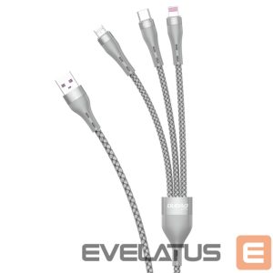 Kabelis Dudao  Dudao 3in1 USB cable - Lightning / microUSB / USB Type C 65W 1.2m gray (L20X) 