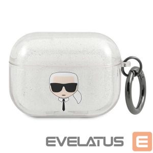Nugarėlės dėklai Karl Lagerfeld  Karl Lagerfeld KLAPUKHGS AirPods Pro cover srebrny/silver Glitter Karl`s Head 