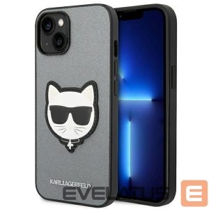 Nugarėlės dėklai Karl Lagerfeld  Karl Lagerfeld KLHCP14SSAPCHG iPhone 14 6,1" hardcase srebrny/silver Saffiano Choupette Head Patch 