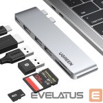 Adapteris Ugreen  HUB Ugreen CM380 2xUSB C - HDMI/2xUSB 3.0/SD TF/USB C PD - gray 