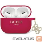 Nugarėlės dėklai Guess  Guess GUAP2LECG4M case for AirPods Pro 2 cover purple/magenta Liquid Silicone Glitter Triangle Charm 