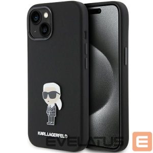 Nugarėlės dėklai Karl Lagerfeld  Karl Lagerfeld Silicone Ikonik Metal Pin case for iPhone 15 Plus / 14 Plus - black 