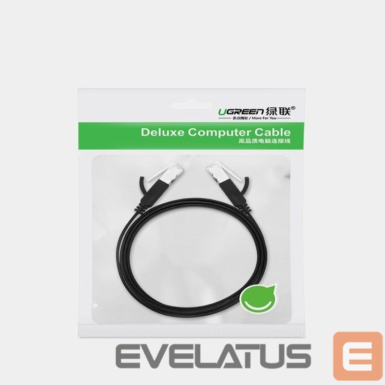 Kabelis Ugreen Ugreen flat cable internet network cable Ethernet patch cord RJ45 Cat 6 UTP 1000 Mbps 2 m black (50185)