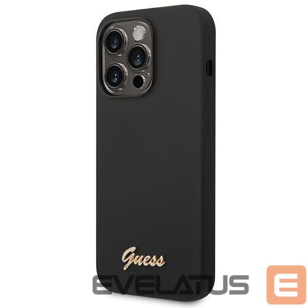 Nugarėlės dėklai Guess Guess Silicone Vintage Gold Logo iPhone 14 Pro Case - Black
