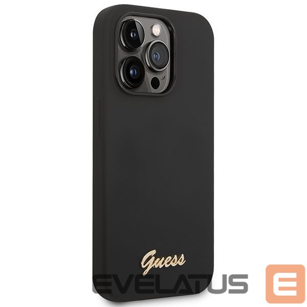 Nugarėlės dėklai Guess Guess Silicone Vintage Gold Logo iPhone 14 Pro Case - Black