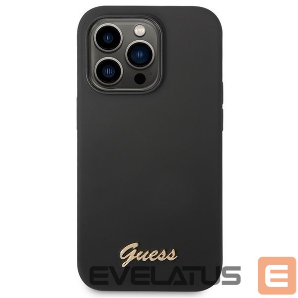 Nugarėlės dėklai Guess Guess Silicone Vintage Gold Logo iPhone 14 Pro Case - Black