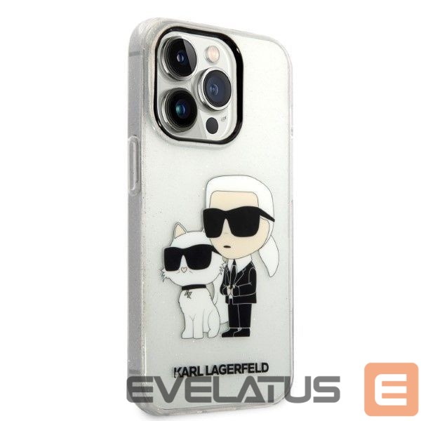 Nugarėlės dėklai Karl Lagerfeld Karl Lagerfeld Glitter Karl&Choupette case for iPhone 14 Pro - transparent