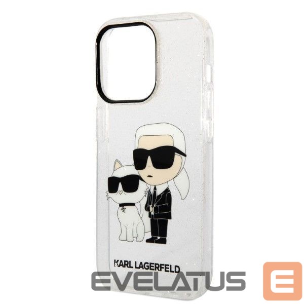 Nugarėlės dėklai Karl Lagerfeld Karl Lagerfeld Glitter Karl&Choupette case for iPhone 14 Pro - transparent
