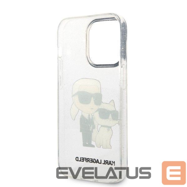 Nugarėlės dėklai Karl Lagerfeld Karl Lagerfeld Glitter Karl&Choupette case for iPhone 14 Pro - transparent