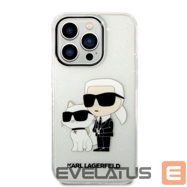 Nugarėlės dėklai Karl Lagerfeld Karl Lagerfeld Glitter Karl&Choupette case for iPhone 14 Pro - transparent