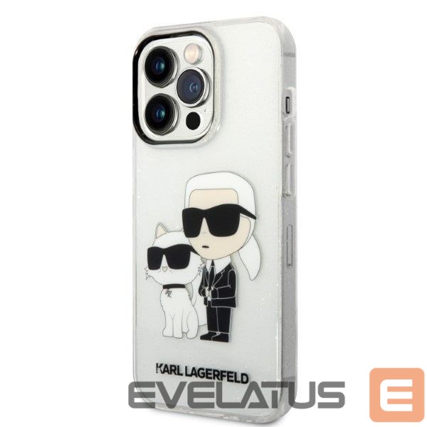 Nugarėlės dėklai Karl Lagerfeld Karl Lagerfeld Glitter Karl&Choupette case for iPhone 14 Pro - transparent