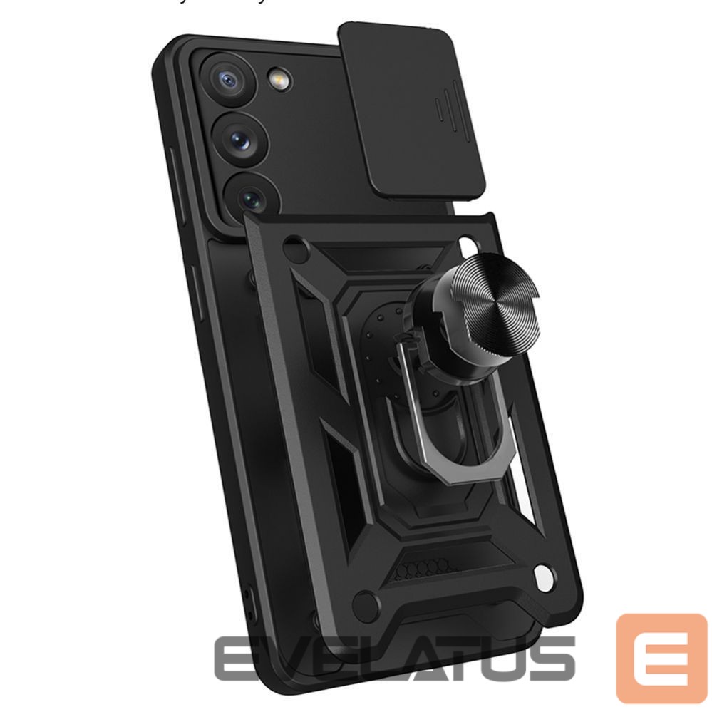 Nugarėlės dėklai Hurtel Hybrid Armor Camshield case for Samsung Galaxy S23+ armored cover with camera cover black