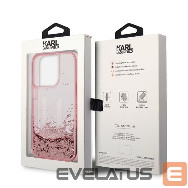 Nugarėlės dėklai Karl Lagerfeld Karl Lagerfeld KLHCP14XLBKLCP iPhone 14 Pro Max 6.7 "pink / pink hardcase Liquid Glitter Big KL