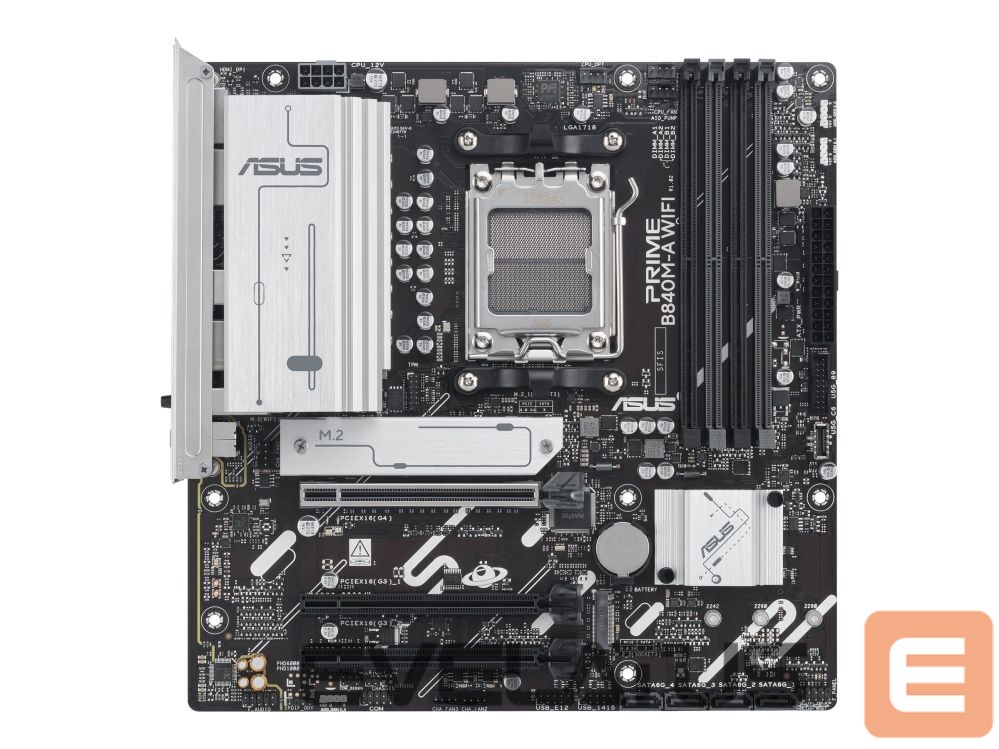 Intel procesoriaus pagrindinė plokštė Asus PRIME B840M-A WIFI | Processor family AMD | Processor socket AM5 | DDR5 SDRAM | Supported hard disk drive interfaces SATA, M.2 | Number of SATA connectors 4