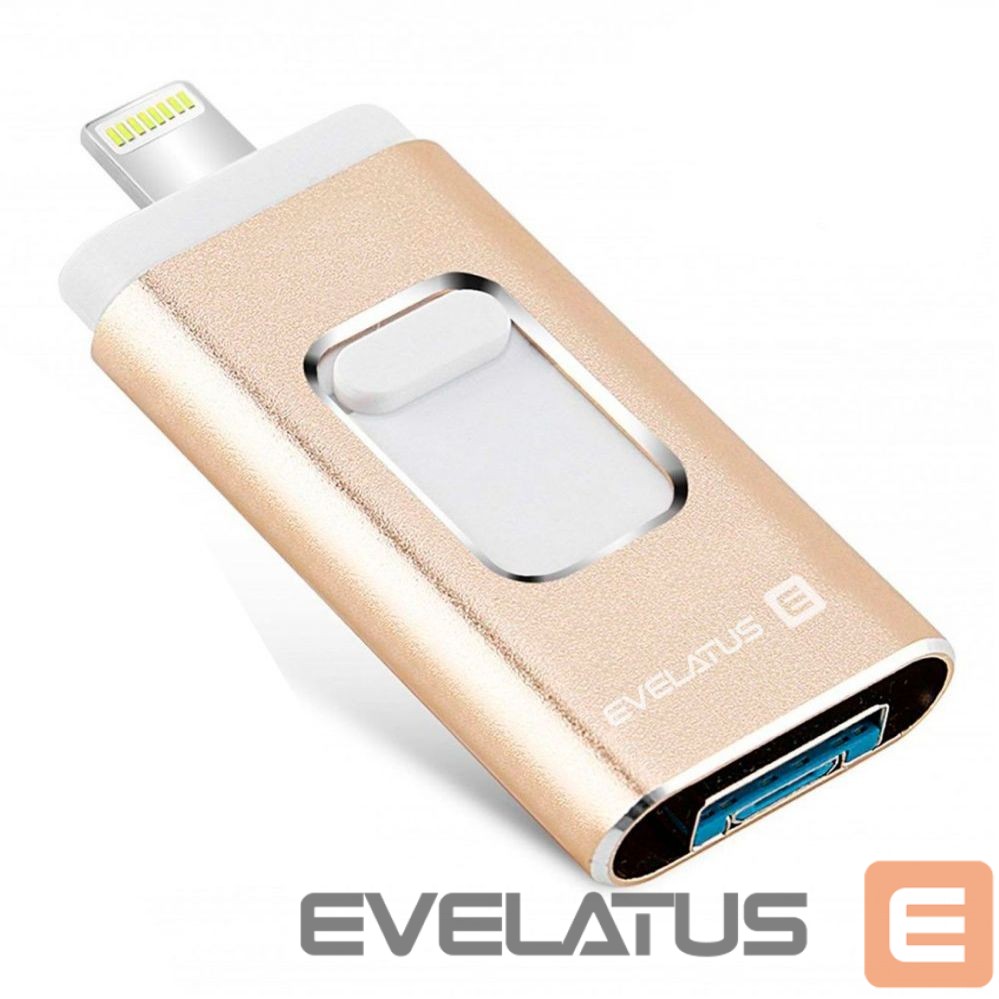 USB atmintinė Evelatus USB Flash to Lightning 32GB 3in1 (USB, iPhone and Micro) Gold