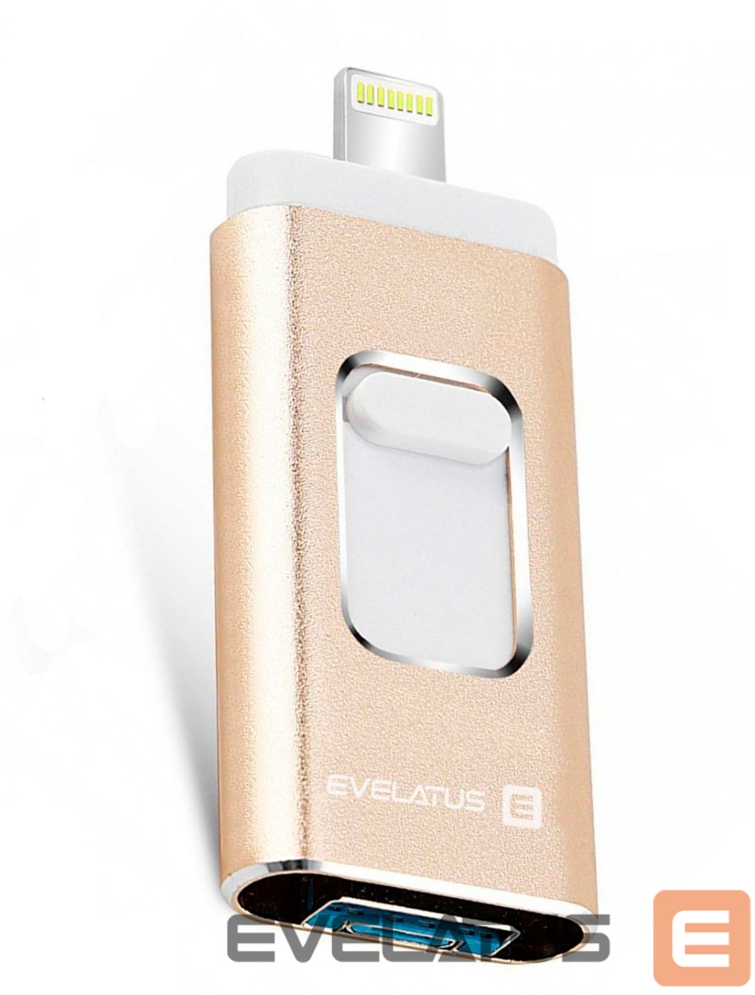 USB atmintinė Evelatus USB Flash to Lightning 32GB 3in1 (USB, iPhone and Micro) Gold