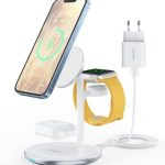 Belaidis įkroviklis Choetech  T585-F 3in1 inductive charging station iPhone, AirPods Pro, Apple Watch with Adapter White