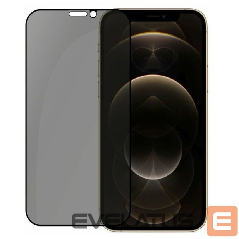 Apsauginiai stiklai Evelatus Apple iPhone 12/12 PRO 6.1 Privacy 2.5D Silk Full Cover Japan Glue Anti-Static