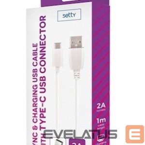 Kabelis Setty Universal USB Type-C Cable 1m 2A White