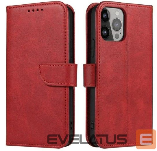 Knygos tipo dėklas dėklai iLike Samsung Galaxy A54 5G cover with flip wallet stand Red