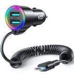 Automobiliniai įkrovikliai Joyroom  3-in-1 fast car charger with USB-C cable 1.5m 17W Black