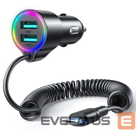 Automobiliniai įkrovikliai Joyroom 3-in-1 fast car charger with USB-C cable 1.5m 17W Black