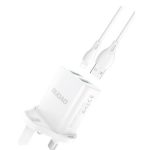Adapteriai Dudao  Wall charger UK plug (United Kingdom) 2xUSB-A 2.4A white + USB-A cable - Lightning White