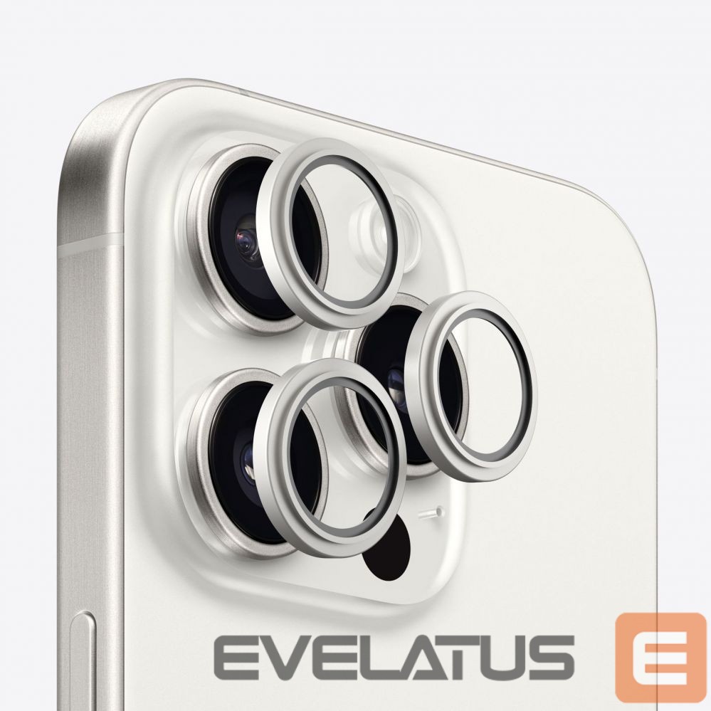 Apsauginiai stiklai Evelatus Apple iPhone 15 Pro / 15 Pro Max Camera Lens Protector Armor White Titanium