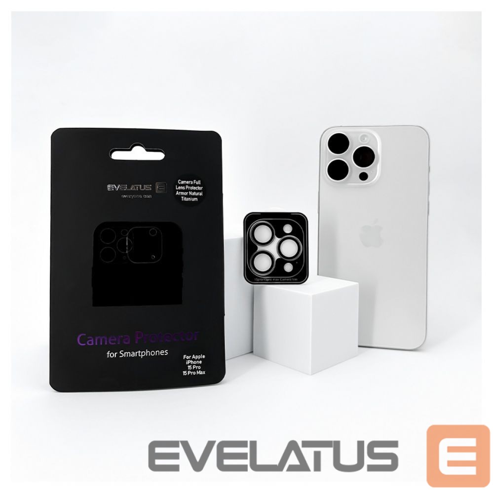 Apsauginiai stiklai Evelatus Apple iPhone 15 Pro / 15 Pro Max Camera Lens Protector Armor White Titanium