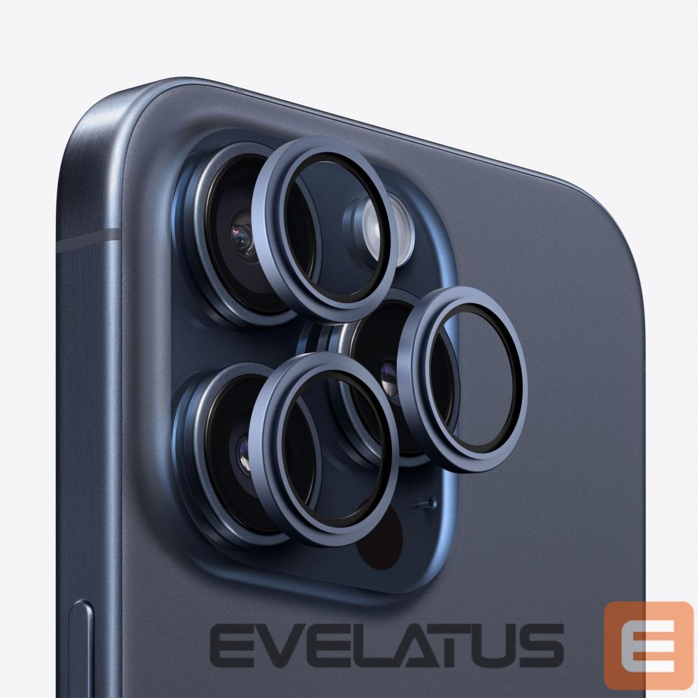 Apsauginiai stiklai Evelatus Apple iPhone 15 Pro / 15 Pro Max Camera Lens Protector Armor Blue Titanium