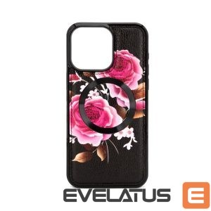 Nugarėlės dėklai Evelatus Apple iPhone 14 Pro Max Leather Case Zipper Design Flower Black