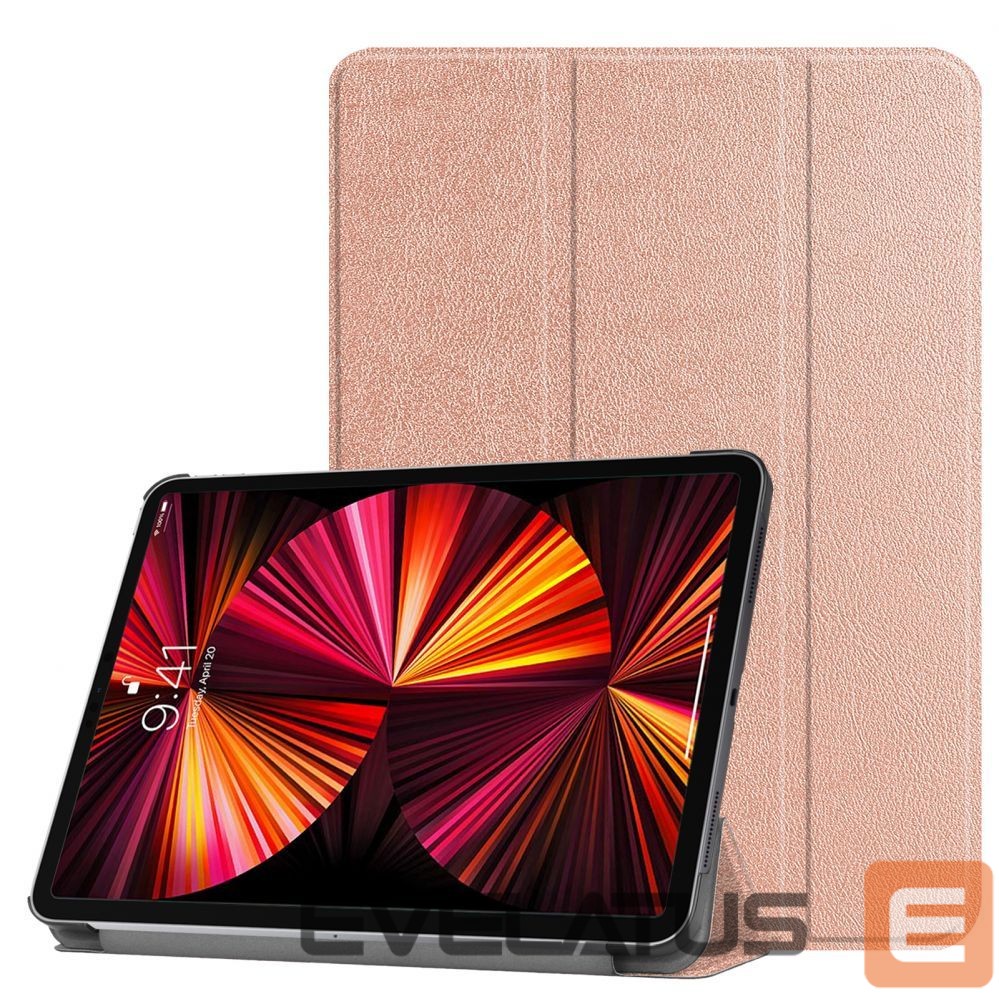 Knygos tipo dėklas iLike Redmi Pad SE 11 Tri-Fold Eco-Leather Stand Case Rose Gold