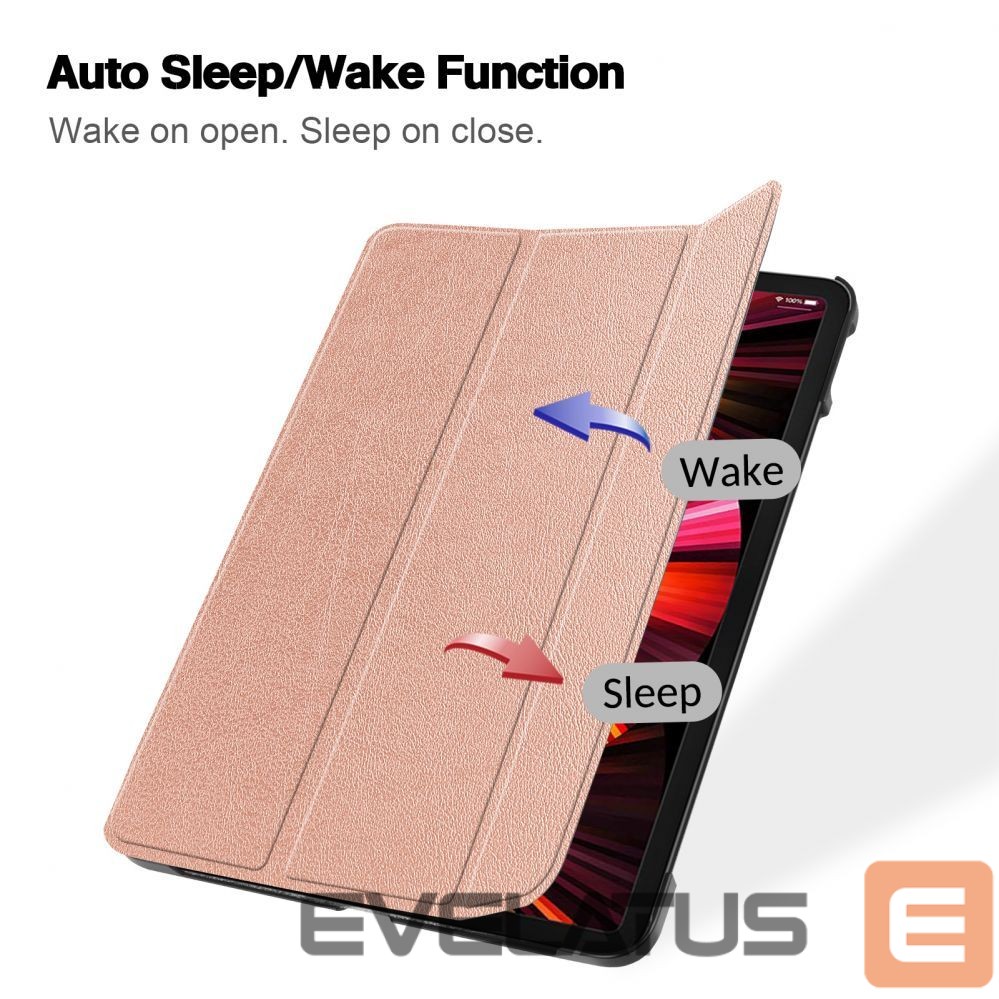 Knygos tipo dėklas iLike Redmi Pad SE 11 Tri-Fold Eco-Leather Stand Case Rose Gold