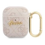 Dėklai ausinėms Guess Apple AirPods 1/2 cover 4G Script Metal Collection Pink
